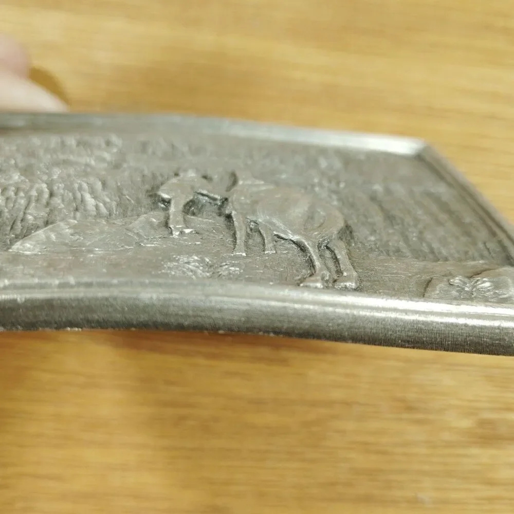 Bergamot Brass Works Belt Buckle Horse Cowboy Canyon 1977 Vintage USA